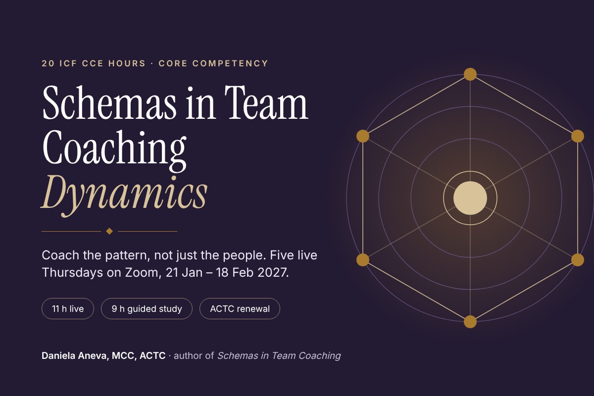 Schemas in Team Coaching Dynamics: 20 ICF CCE hours with Daniela Aneva, MCC, ACTC
